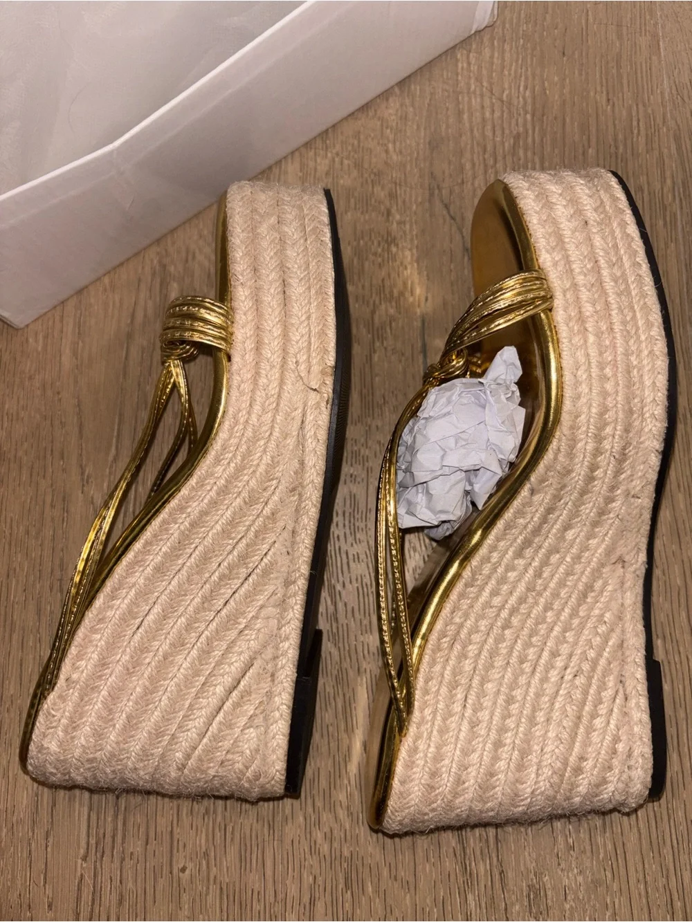 Espadrille Wedge Gold Saldals - Women's